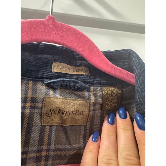 St Johns Bay Flannel Lined Navy Chore Barn Coat - Picture 4 of 10